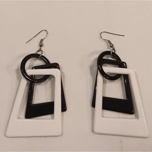 Women's black and white earrings